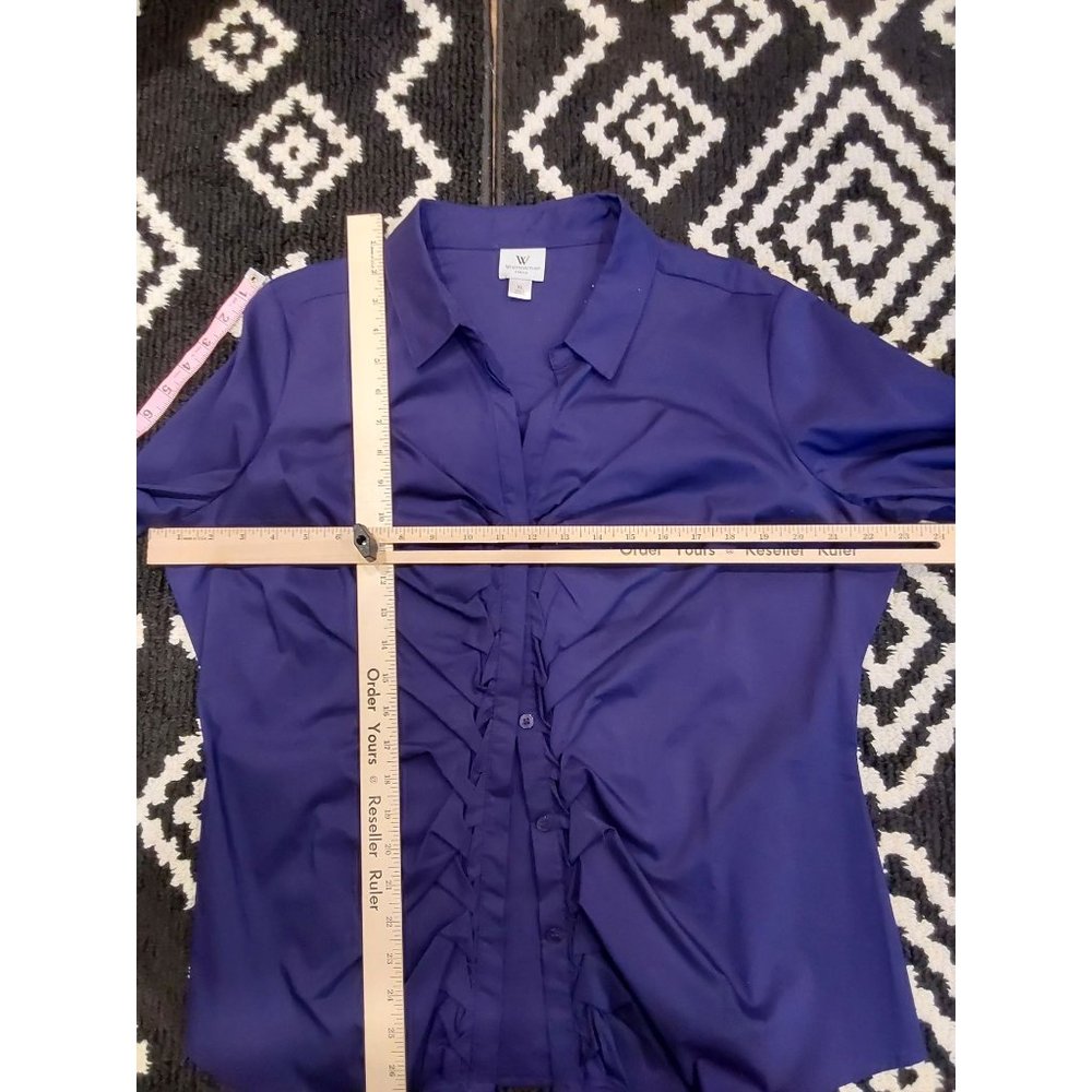 Worthington Women's Dark Purple Long Sleeve Ruched Stretch Dress Shirt. Sz XL - Picture 7 of 14